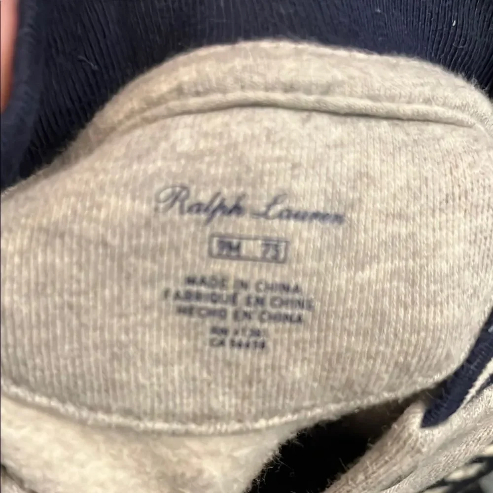 Ralph Lauren Gray Blue Bear Graphic Varsity Button Closure Jacket